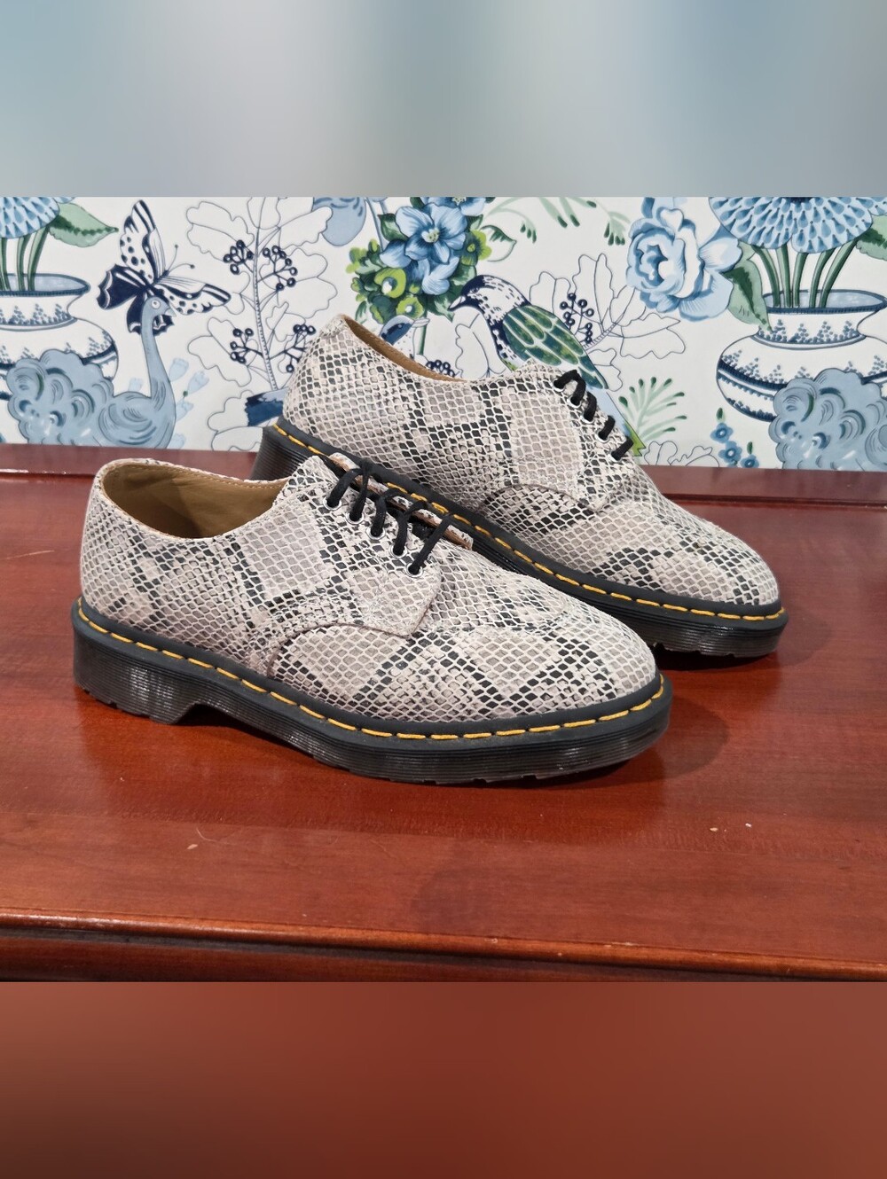 Dr. Martens 2046 Python Print Oxfords White Black EU 37